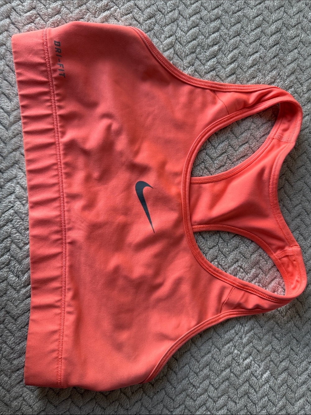 Nike Coral Racerback Sports Bra with Black Swoosh